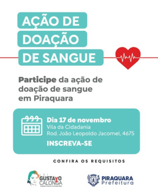 Nova data para Doação de Sangue em Piraquara!