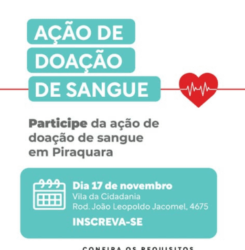 Nova data para Doação de Sangue em Piraquara!